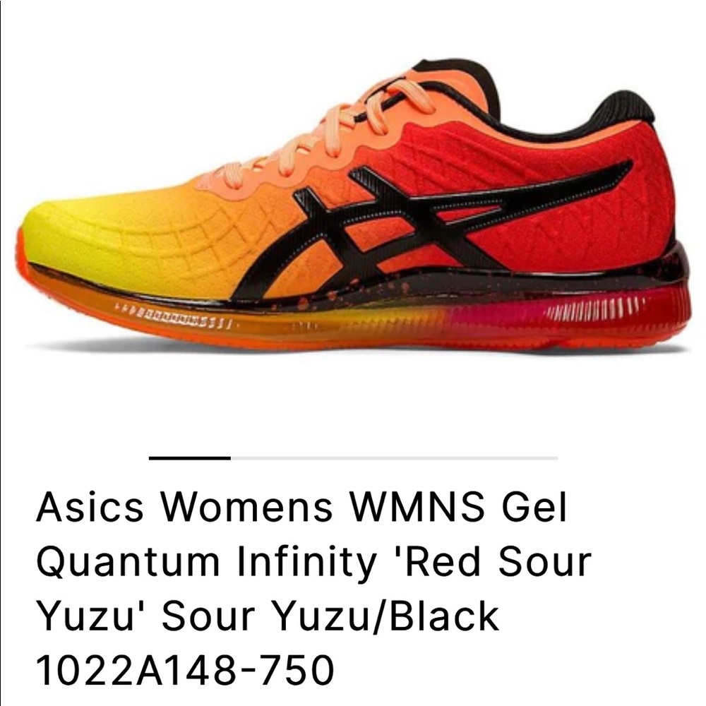 ASICS Women’s Gel Quantum Infinity 'Red Sour Yuzu' Sour Yuzu/Black - size 8